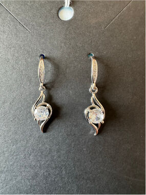 Moissanite Silver Drop Earrings - Brand New